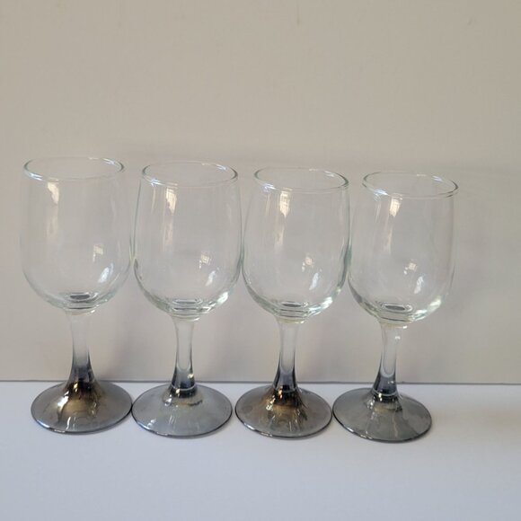 Set Of 4 Silver Ombre Stemmed Wine Glasses - Picture 1 of 5